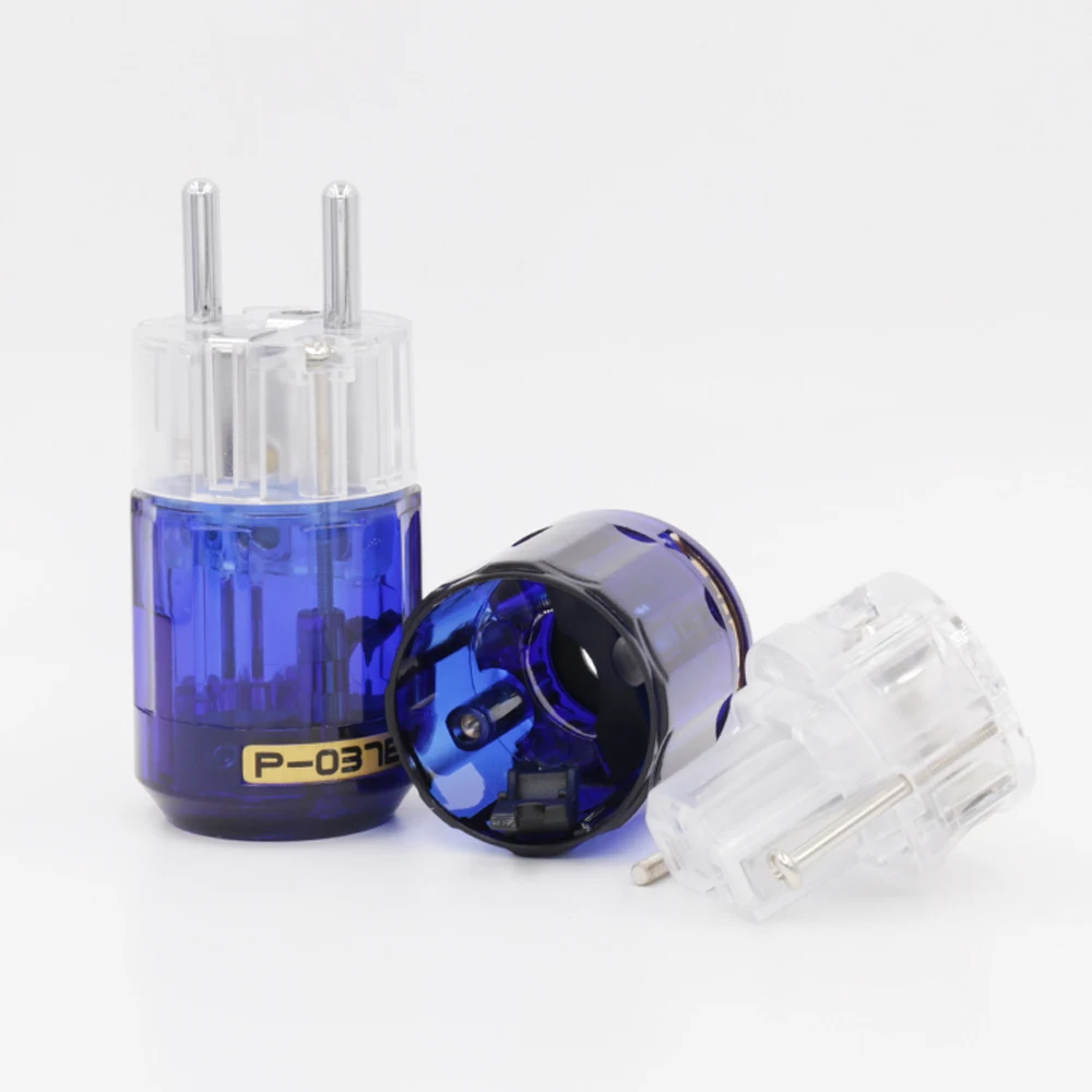 Hohe Qualität Paar P-037ETR + C037 Rhodium Überzogene EU Power plug IEC Connecter DIY Kabel Schuko power kabel stecker – Detail 3