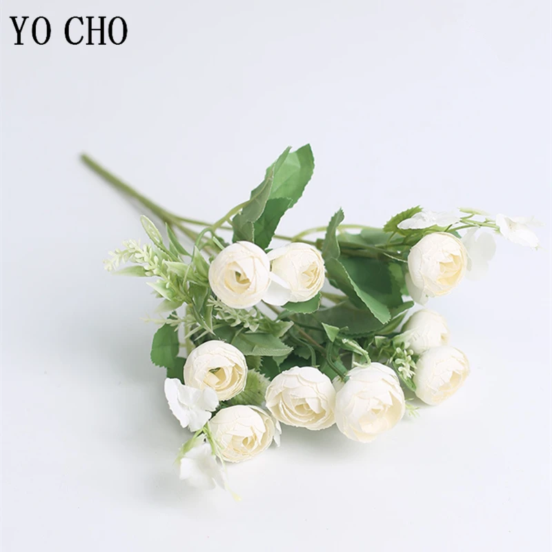 YO CHO – Mini Bouquet de roses artificielles, 10 têtes, en soie, pour demoiselle d'honneur, fournitures pour planificateur de mariage