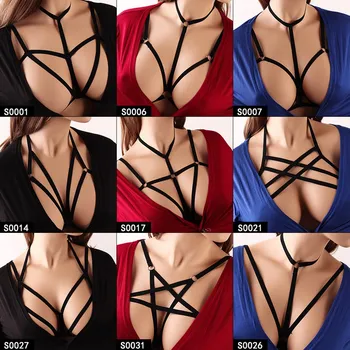 JLX.HARNESS חגורת גוף בונדז' פנטגרם תחתונים גותיים חתיכה חגורת תחתונים חגורת חגורה חגורת חזה לנשים