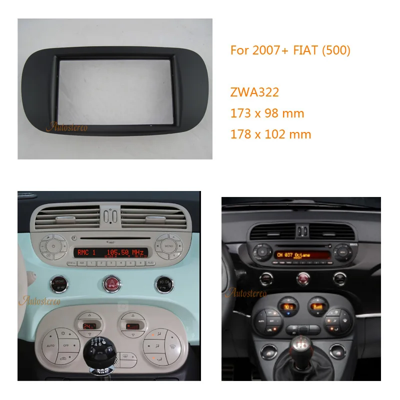 ZWNAV 11-322 Double Din Fascia Panel Stereo Surround Adaptor Radio Kit for FIAT (500) 2007+