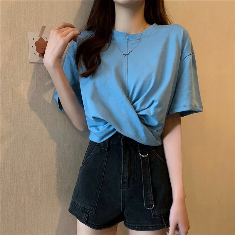 

T-shirts Women Bowknot Cross Kawaii Streetwear Tees Japanese Stylish Students Lovely Chic Tops O-neck Short Sleeve Female Blusas