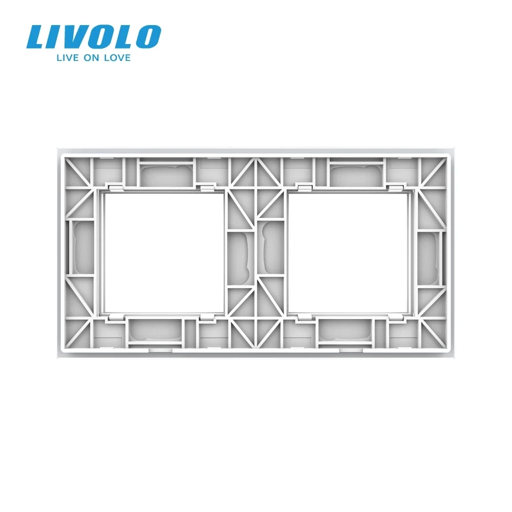 Livolo-Panel de cristal doble para interruptor de pared y enchufe, Panel de cristal de 150mm x 80mm estándar europeo, color gris perla,