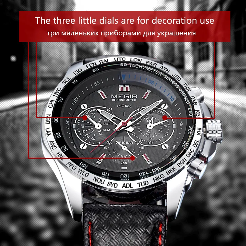 MEGIR Fashion Quartz Watches Men Luxury Mesh Strap Waterproof Wristwatch Decorative Chronograph Watch Man Relogio Masculino 1010