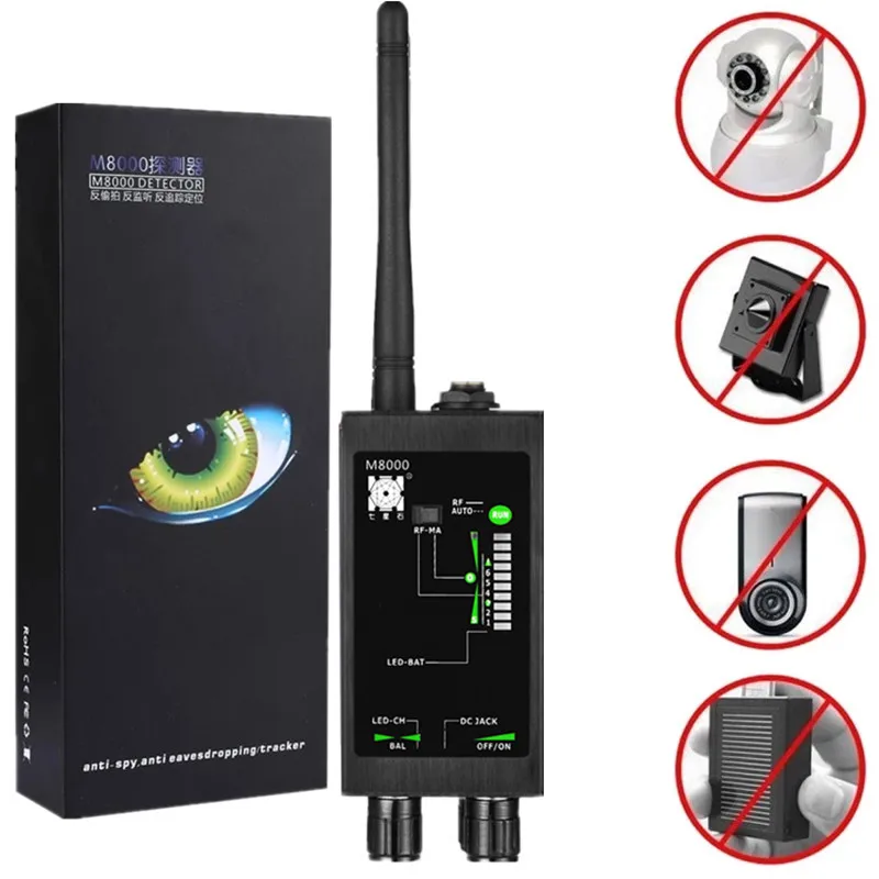 Detector antiespía de Radio 1MHz-12GH, Detector de señal RF GSM del FBI, rastreador automático, localizador GPS, Bug con antena LED magnética larga