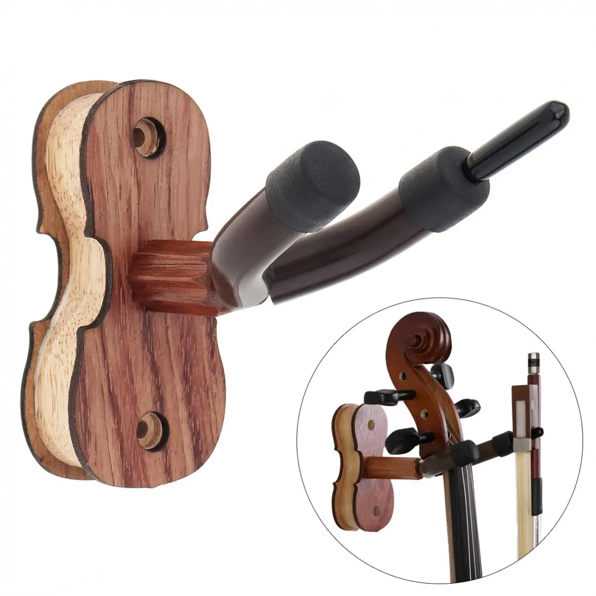 

Violin Hanger Detachable Rosewood Wall Mount Violin Hanger Hook with Bow Holder for Home and Store Show Storage Violin