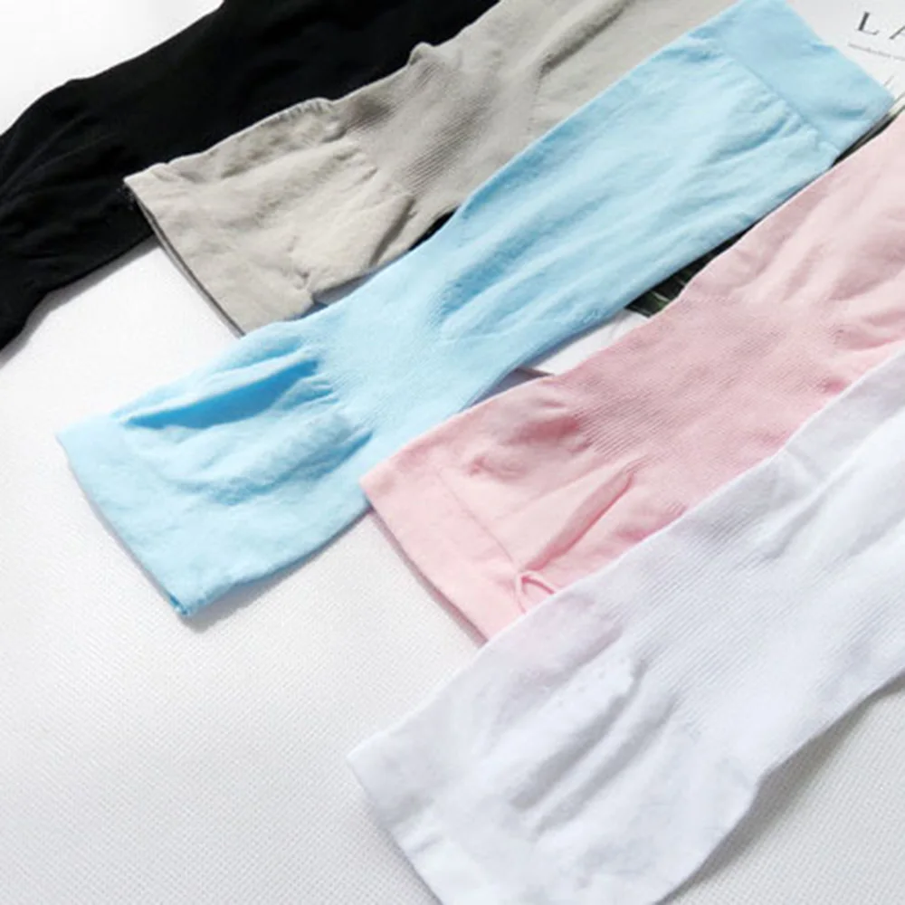 Silk Sport Arm Sleeves UV Sun Protect Anti-Slip Ice Silk Sleeve Sunscreen Cuff Summer Men Women Gloves Outdoor Riding 2PCS