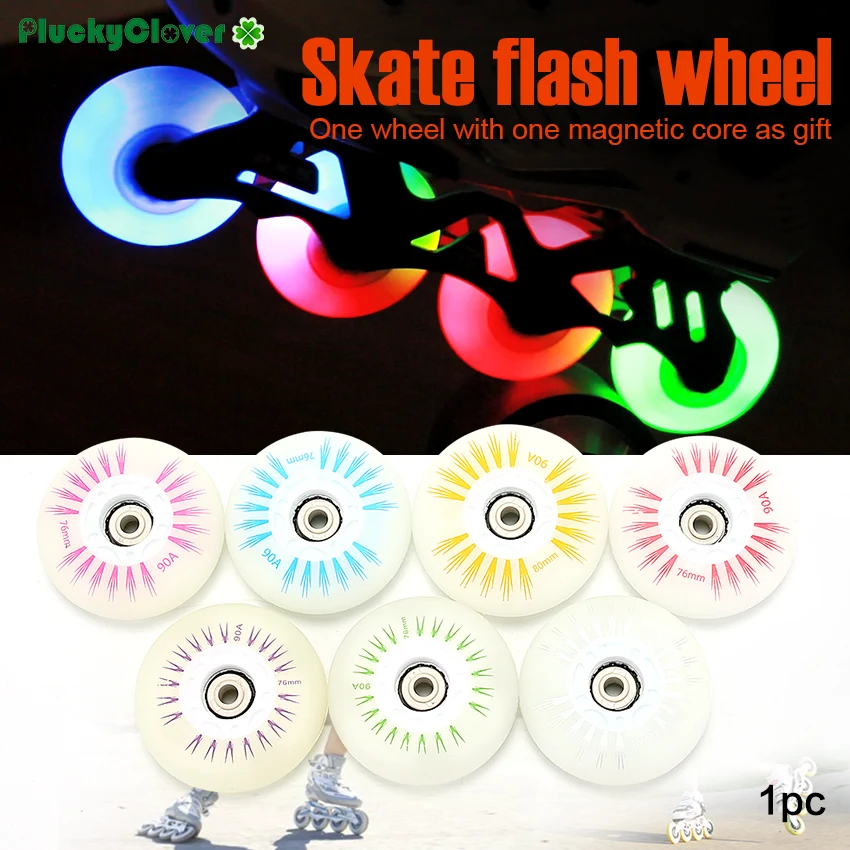 

1pc Roller Skates Flashing Roller Wheel 60mm 64mm 68mm 70mm Inline Roller Freestyle Slalom Luminous Led light Gleamy Shiny Wheel