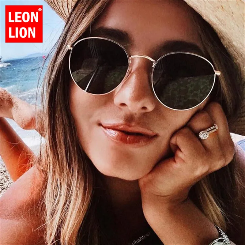 LeonLion 2023 Luxury Mirror Sunglasses Women/Men Brand Designer Glasses Lady Round Sun Glasses Street Beat Oculos De Sol Gafas