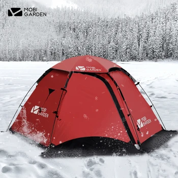 MOBI GARDEN 스노우 피크 캠핑 텐트, 130 195, 2-3 인용 옥스포드 천, 더블 문짝 텐트, 알루미늄 로드, 4 계절 스노우 스커트, 매트 포함