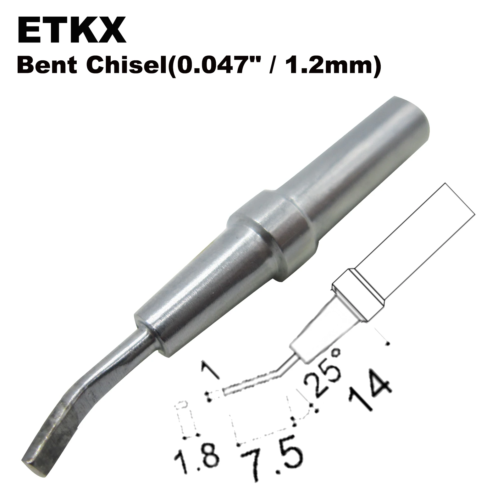 Punta de soldadura ETKX cincel doblado, 1,2mm, compatible con WELLER west51, west50, west51, we10na, WE1010EU, PES51, PES50, LR21, LR20, broca de hierro
