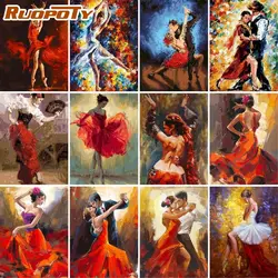 RUOPOTY 60x75cm cornice dipinta dai numeri astratta doppia danza figura pittura dai numeri su tela pittura per decorazioni per la casa regalo