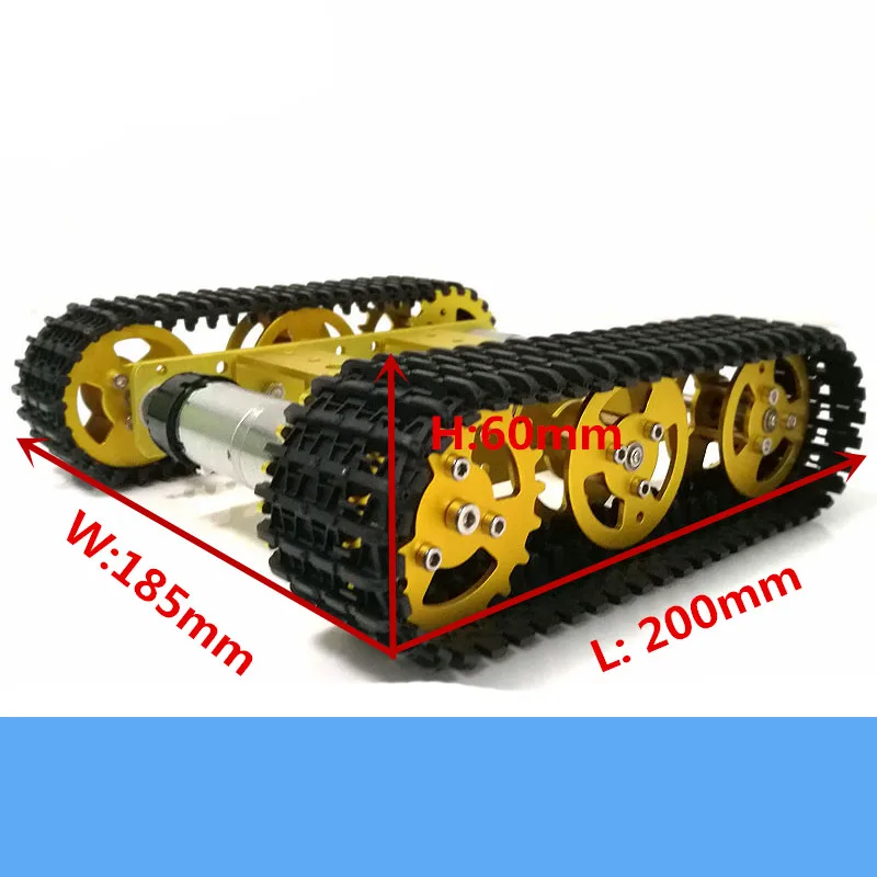 

Gold Mini T100 Metal RC Tank Chassis Kit With High Torque DC Motor Speed Feedback Smart Crawler Robot Education DIY For Anduino