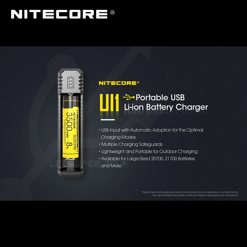 Caricabatterie USB portatile NITECORE UI1 per batterie agli ioni di litio/IMR