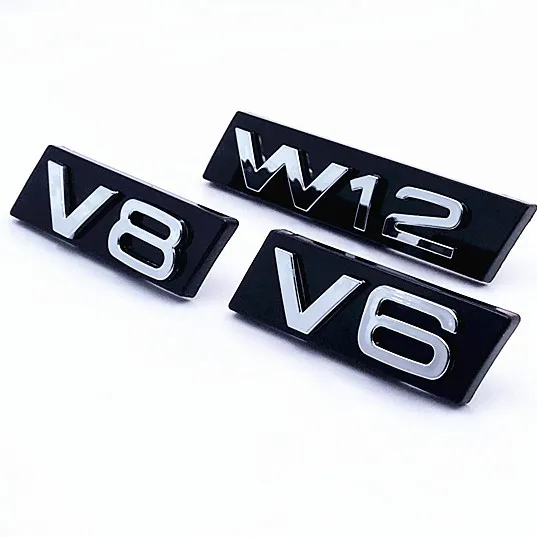 The car logo emblem sticker V6 V8 W12 For AUDI A3 A4 A5 A6 A7 A8 Q3 Car Front Grille Emblem Badge