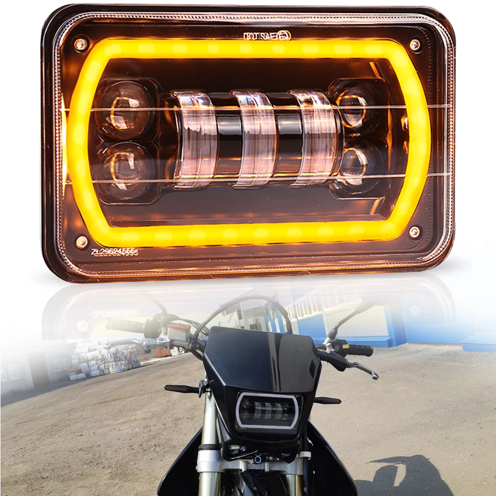 

1pcs LED Light Sealed Beam Headlamp with White DRL Yellow Turn Signal 4x6 Inch Motorcycle Headlight for-Suzuki DRZ