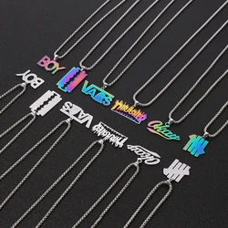 Hip Hop Stainless Steel Necklace Laser Wind Colorful Boy Metal Necklace European And American Tide Brand Jewelry Couple Jewelry