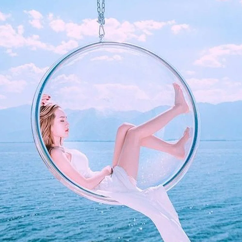 200kg Load-bearing Swings Bubble Chair Transparent Hanging  Single Cradle Indoor Balcony Lazy People  Basket