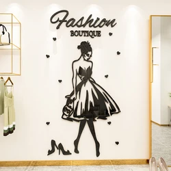 Fashion Women Acrylic 3D Mirror Wall Stickers, Cloakroom Art, Clothing Store, Shoe Store, Home Decoration, Hot Sale