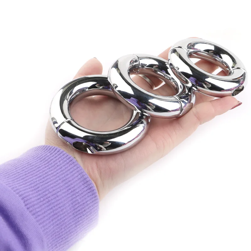 Metal Cock Ring Stainless Steel Cock Ring Ejaculation Delay Sex Toys for Adult Men Male Cockring Stretcher Testicle Device