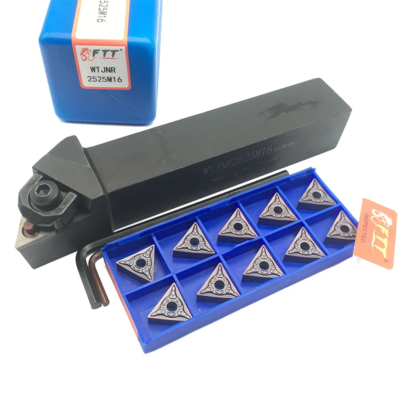 1PC WTJNR2525M16 External Triangul Turning Tool Holder + 10PCS TNMG160404-MSF FT1125  Carbide Inserts Lathe Cutting Tools Set