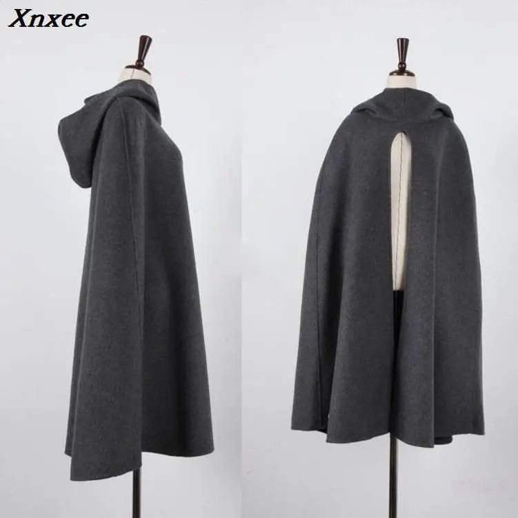 Medi Length Cloak Batwing Sleeve Woolen Coat Women Woolen Jakcets Autumn Winter New Hooded Windbreaker Coats Female Woolen Coat