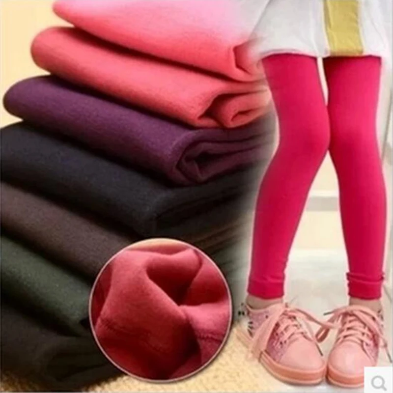 Autumn Winter Girls Leggings Plus Velvet To Keep Warm Candy Colors Children Girls Pants 3-9 Year Kids Leggings For Girls