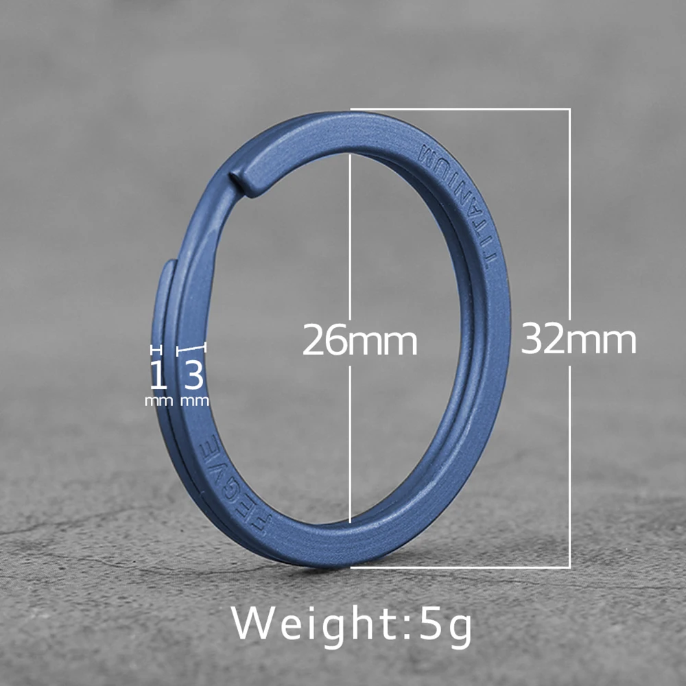 Real Titanium Key Ring Super Lightweight Titanium Keychain Toasted Blue TC4 for Key Rings Holder Quickdraw Tool Creative Keyring