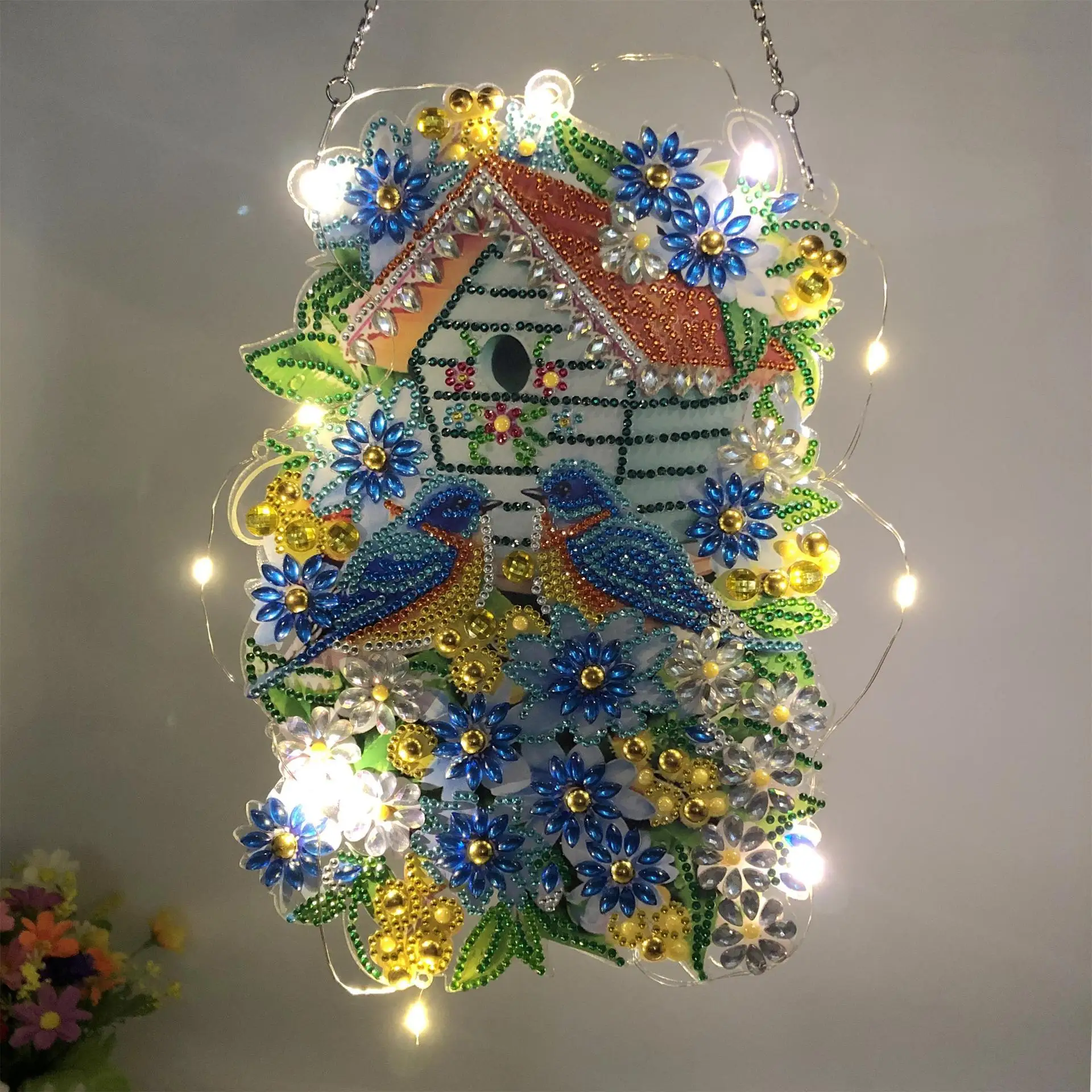 Nowy DIY diament malarstwo zając wielkanocny BirdHouse latarnia Garland Handmade mozaika do dekoracji domu przyjaciele prezent świąteczny