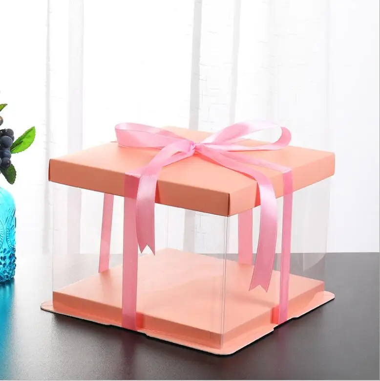 22*22*23cm Quadrato Bianco Nero Blu Rosa Scatola Della Torta per la Torta Di Compleanno Confezione Regalo della Madre giorno Contenitore di Torta