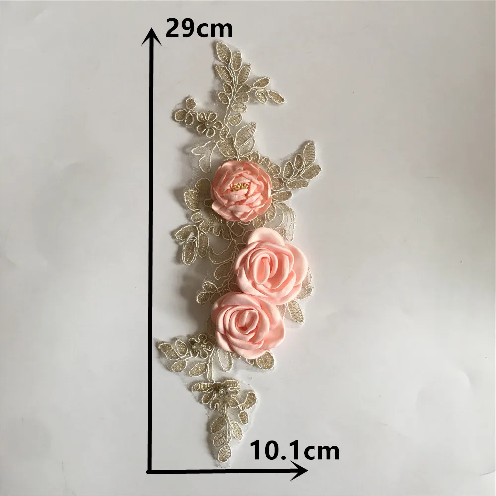 3D three-dimensional flower embroidery lace false collar decoration rhinestone DIY supplies accessories 1 piece for sale