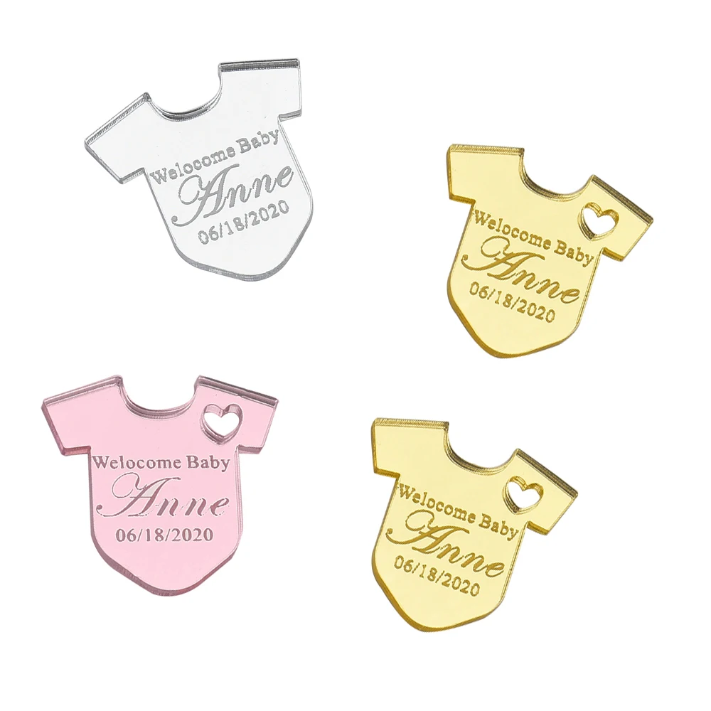 Personalized Engraved Acrylic Tags for Baby Coat Custom Lettering Name Logo Tags Chocolate Welcome Tags, Baby Shower Favors