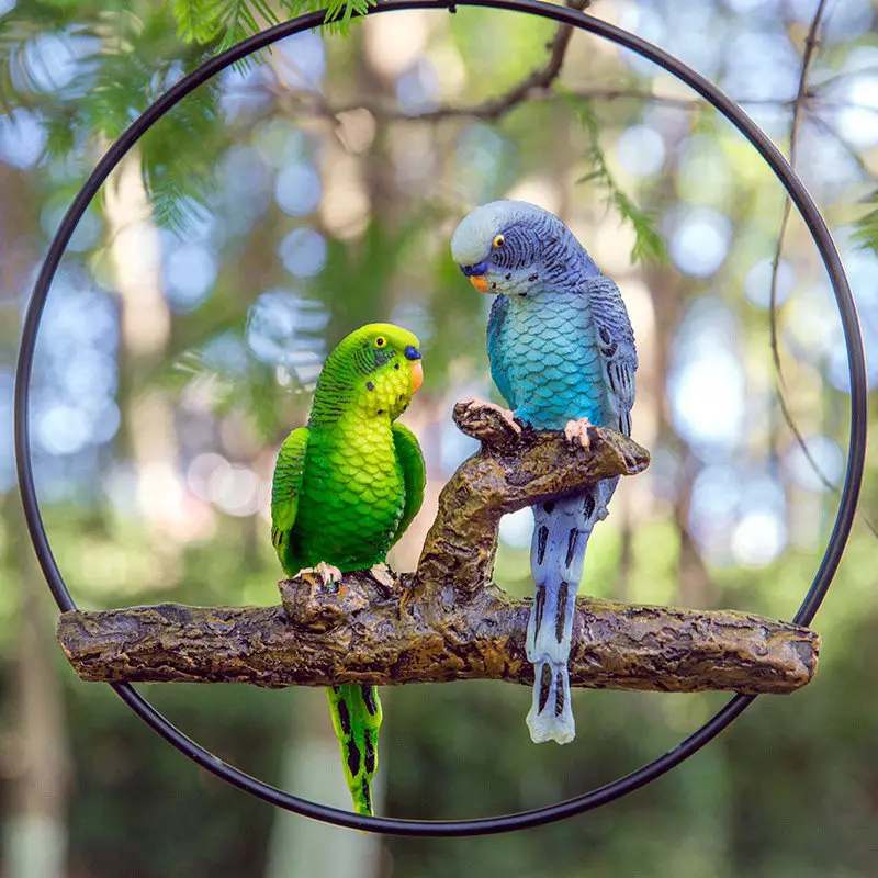 

Pastoral Simulation Tree Hanging Parrot Accessories Resin Birds Decoration Outdoor Garden Figurines Crafts Yard Furnishing Decor