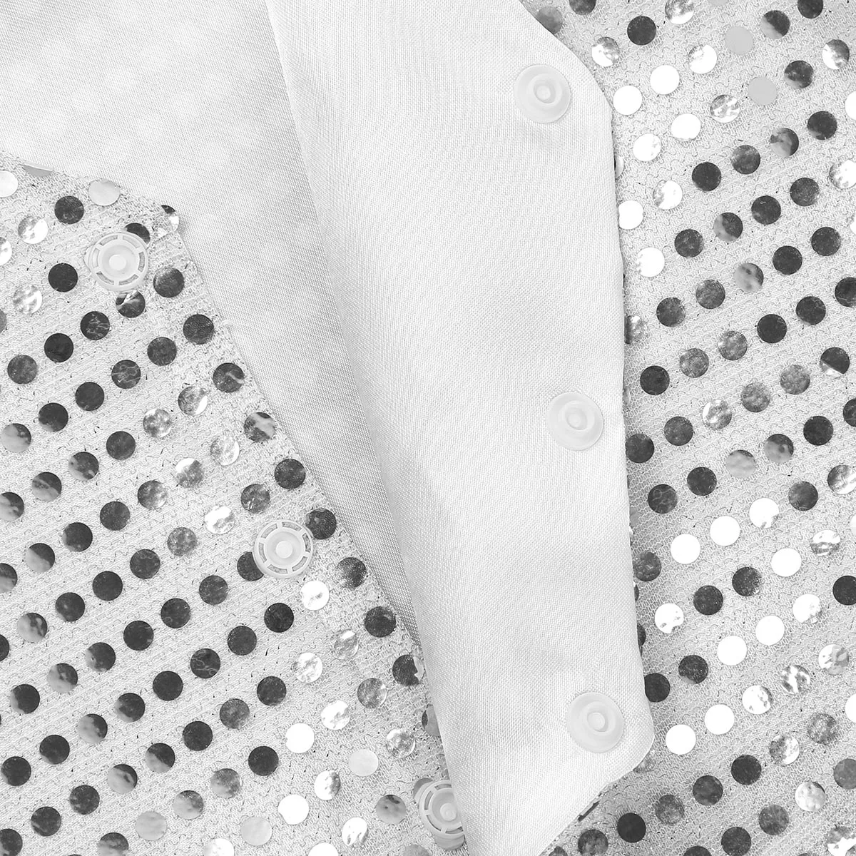 Gilet da ballo con paillettes lucide per bambini, ragazzi e ragazze, per costume da discoteca hip-hop jazz, festival di carnevale, festa rave, vestito per spettacoli teatrali