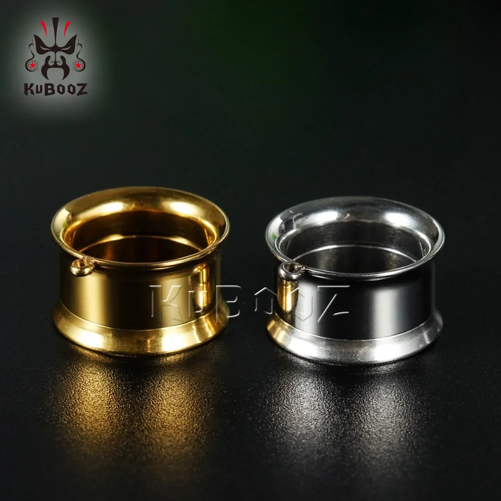 KUBOOZ Simple Design Stainless Steel Ear Piercing Tunnels Gagues Expanders Body Jewelry Earring Plugs Stretchers For Unisex 2PCS