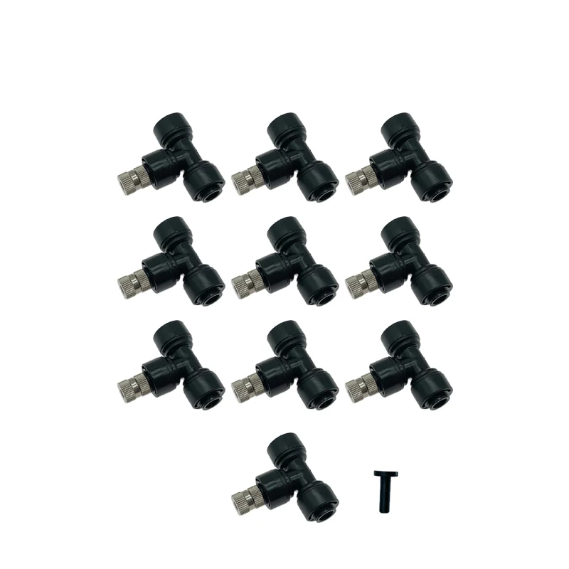 10 Pcs  6MM Slip Lock Brass Nozzles 1/4'' Three Way Quick Connection T Connectors1 End Plug For Outdoor Misting Cooling System