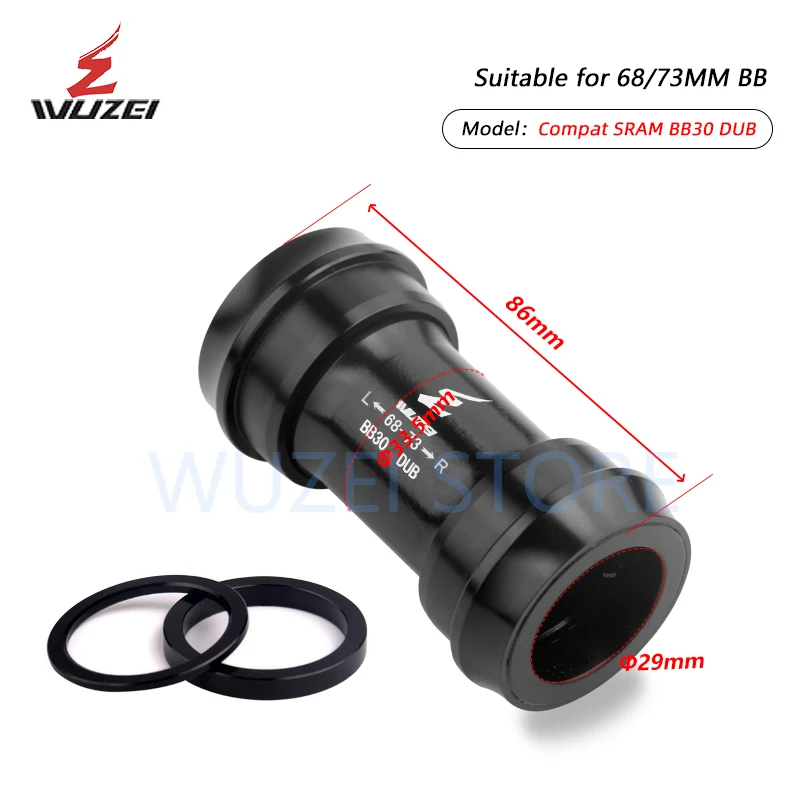 WUZEI Sealed Bearing BB30 BB91 PF30 DUB 24/29mm MTB Mountain ROAD Bicycle Press-in Thread Bottom Bracket BB Axis For SRAM
