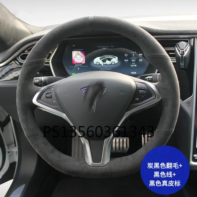 

DIY hand-stitched suede steering wheel cover fit for Tesla Model 3 Model Y Model S Model X Model