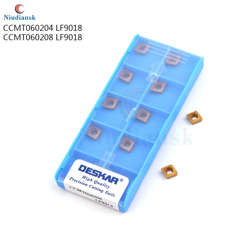 CCMT060204 CCMT060208 LF9018 insertos de carburo de torneado externo de alta calidad insertos de torneado de torno CNC para piezas de acero. 10 Uds.