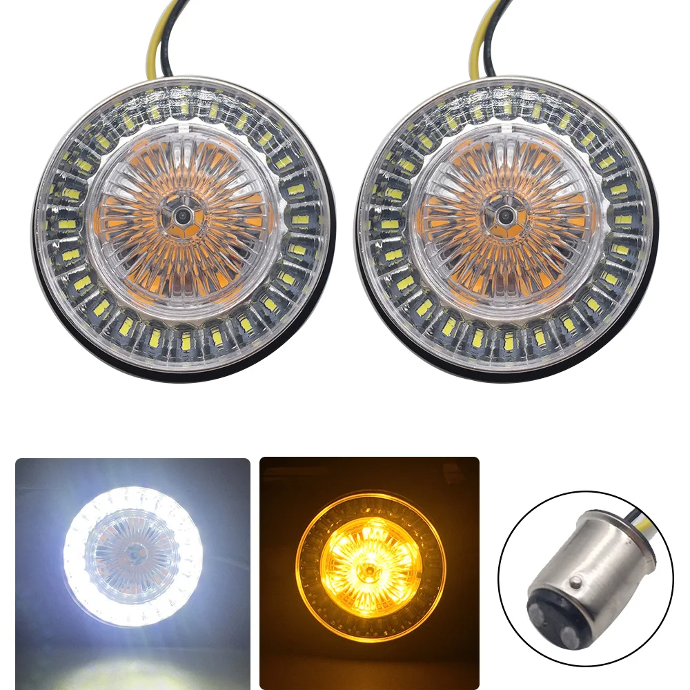 2pcs Motorcycle 2 inch Front LED Turn Signals Indicator Light For for Motorcycles 1157 1156 Bullet style Sportster 883 1200 XL