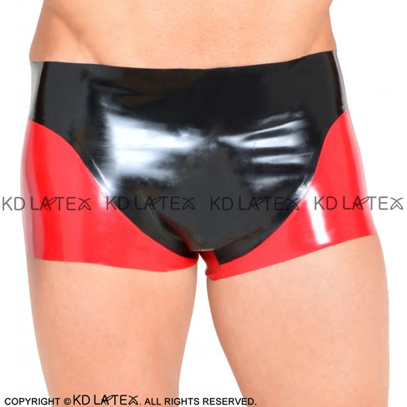 

Red And Black Sexy Latex Boxer Shorts With Trims At Front Underwear Rubber Bottoms DK-0173