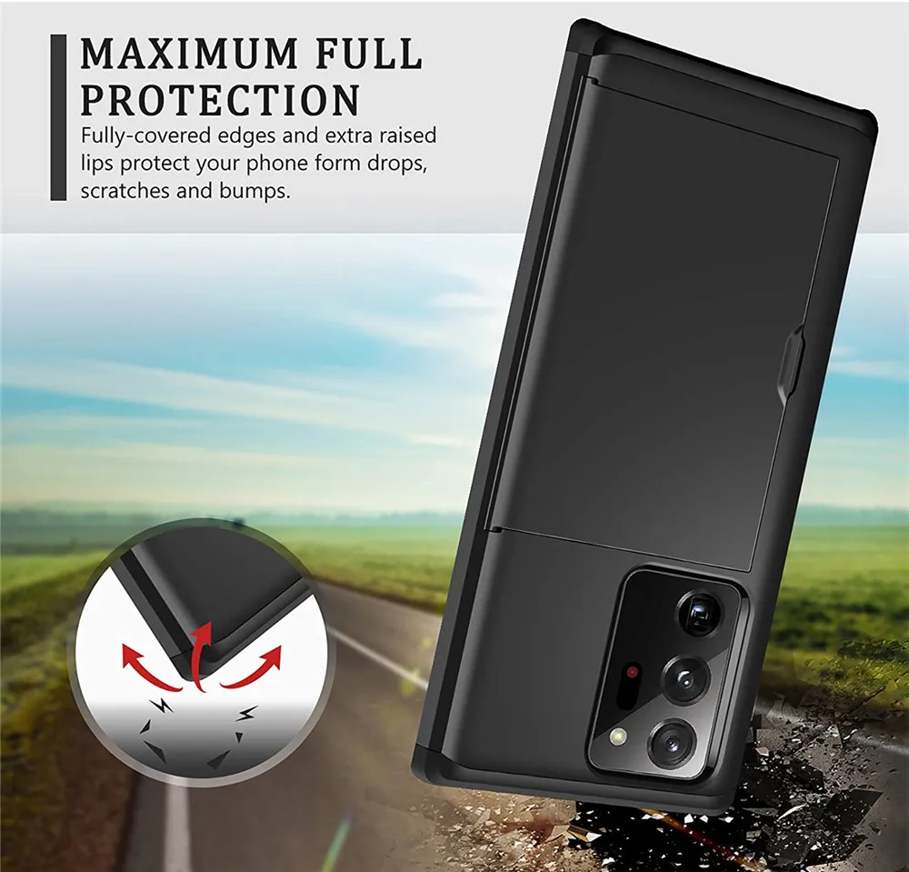 for Samsung Galaxy Note 20 Ultra Case Protective Credit Card Holder ID Slot Case for Samsung Note 20 S21 Ultra S20 Plus FE 5G