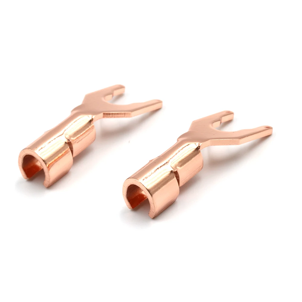 SY150 HiFi Solid Copper Gold Spade Plug Speaker Cable Wire Connector Speaker Y Spades DIY speaker cable Spade plug Terminal