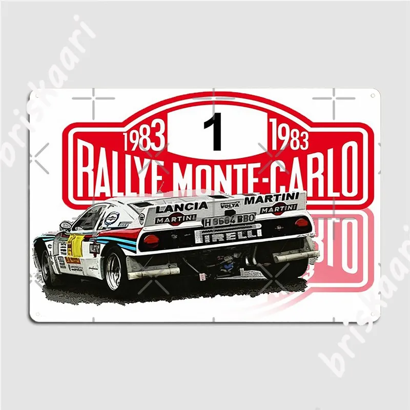 Lancia 037 Martini Rally Montecarlo Metal Sign Wall Mural Party Plates Retro Tin Sign Poster