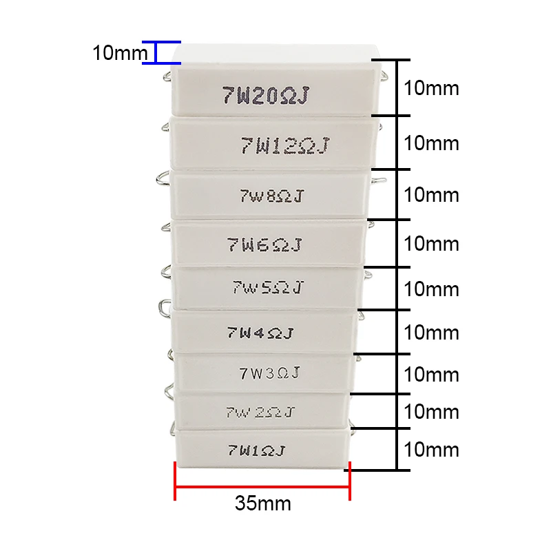 Ghxamp 7W Cement Resistor Speaker Crossover Ceramic Resistance Horizontal Lead 1Ohm 3Ohm 8Ohm 10Ohm For Audio Amplifier Parts