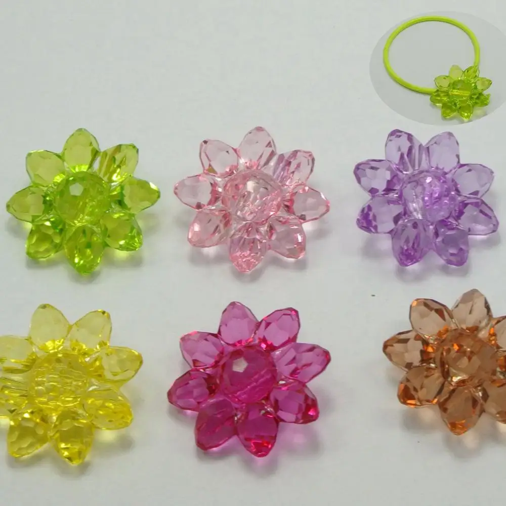 30 Colore misto Trasparente Acrilico Girasole Beads Button 29 millimetri