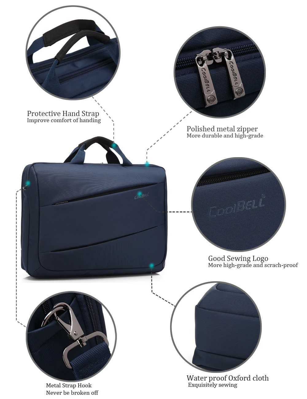 Imagem -04 - Coolbell 17.3 Polegada Unisex à Prova Doxford Água Oxford Pano Bolsa para Portátil com Alça de Ombro Mensageiro Tablet Maleta