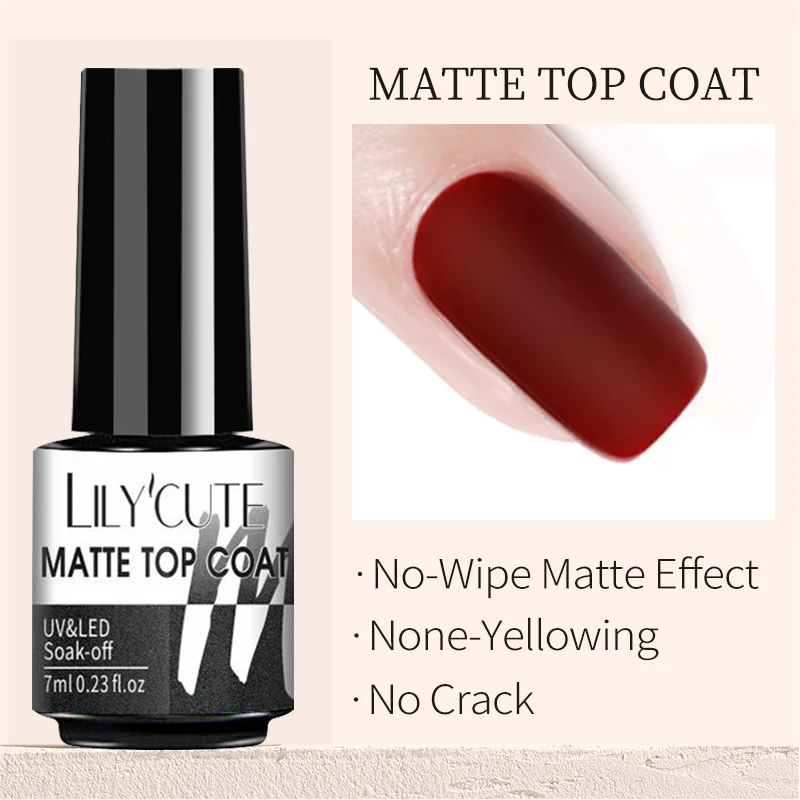 LILYCUTE 7ml Base Top Coat Smalto Gel UV Soak Off Semi Permanente Nail Art Gel Vernice Base Gel Top Coat Vernice Gel