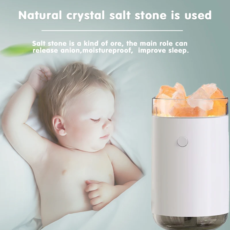 แบบพกพา260ML หินเกลือคริสตัล Aromatherapy Humidifiers อัลตราโซนิก Humidifier USB Cool Fogger ที่มีสีสันบ้าน