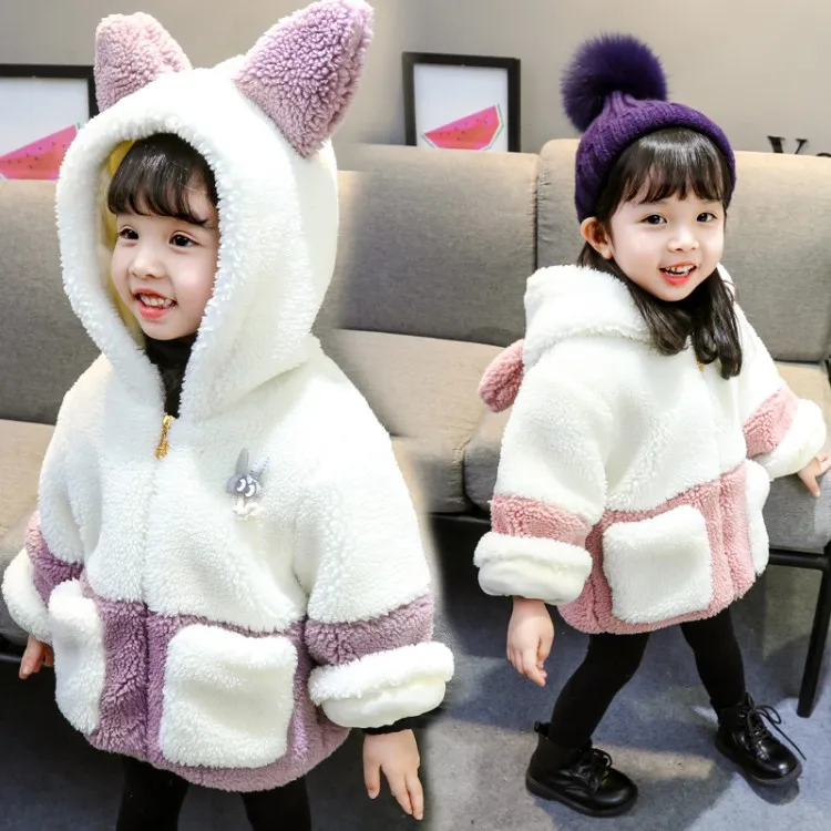 

Winter Children Jacket Coat Baby Kids Hooded Warm Coats Parkas Plus Velvet Thick Wool Fleece Coats for Girls Cute Outerwear