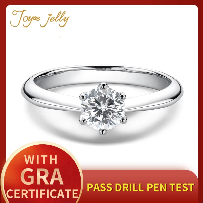 

JoyceJelly Classic 925 Sterling Silver Moissanite Ring D Color 0.5 Carat Fine moissanite diamond jewelry Party Gifts Wholesale